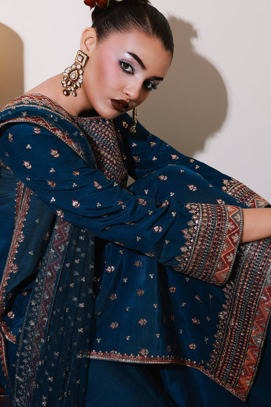 3-PC Embroidered Raw-Silk Suit CMA-5-137A