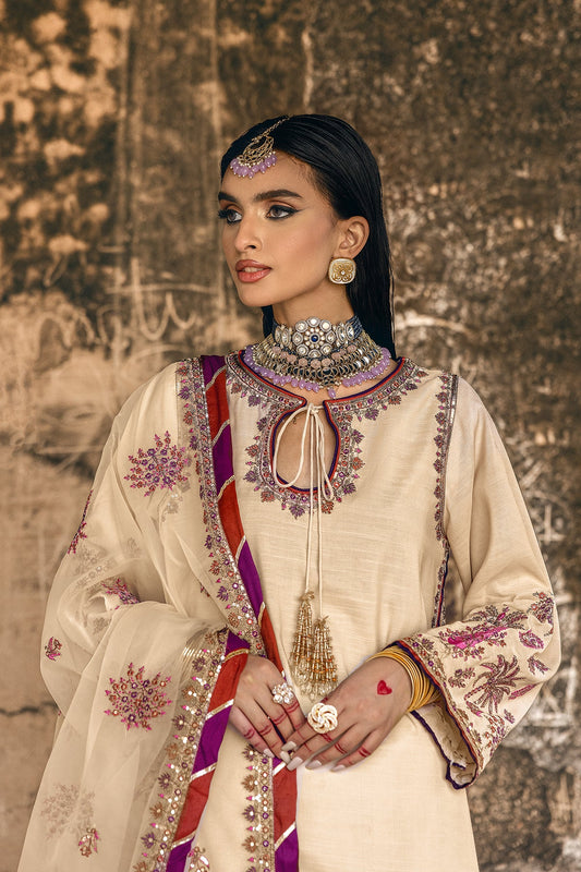 3-PC Embroidered Raw-Silk Suit CMA-5-137 SKIN