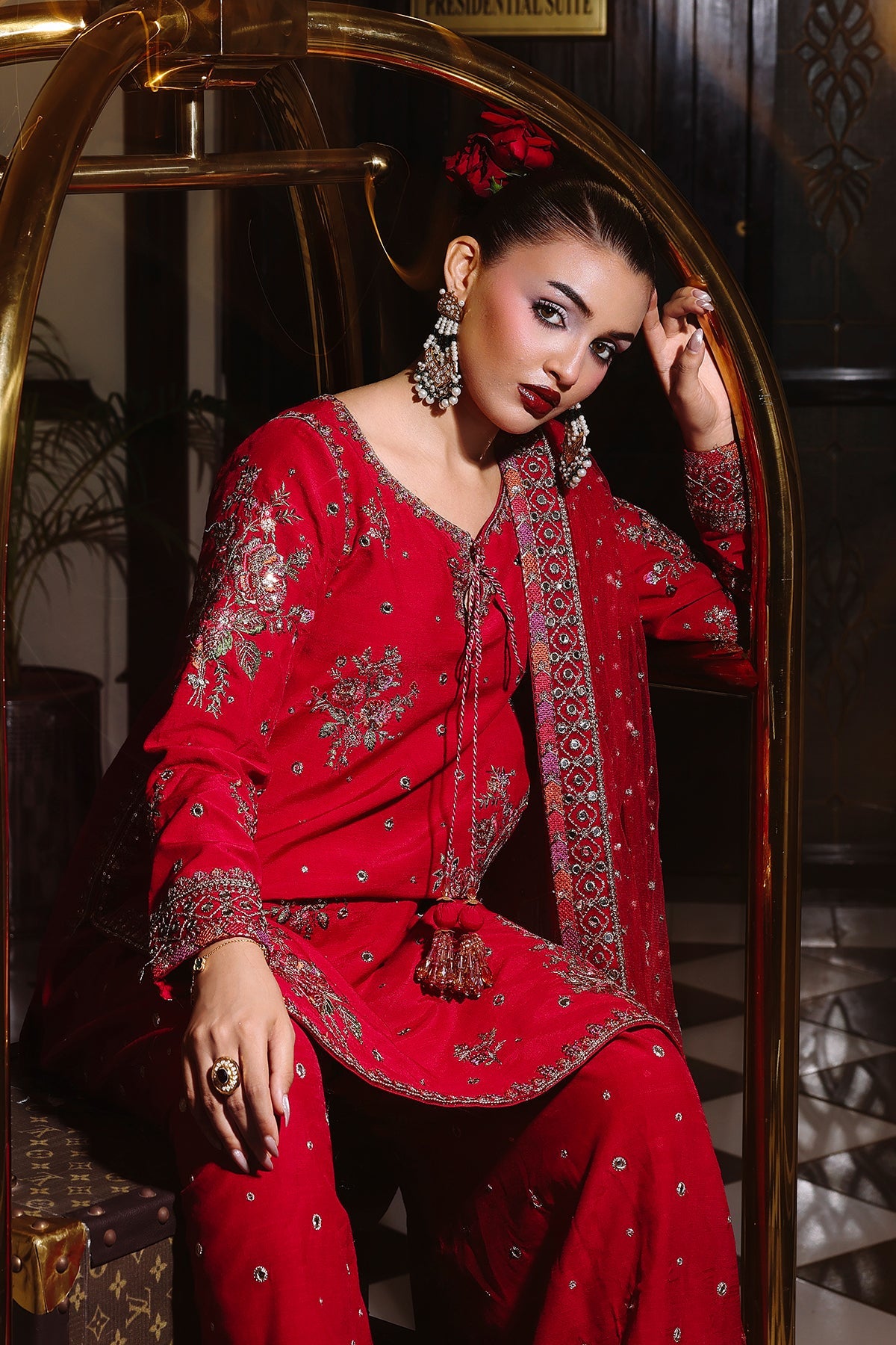 3-PC Embroidered Raw-Silk Suit CMA-5-096