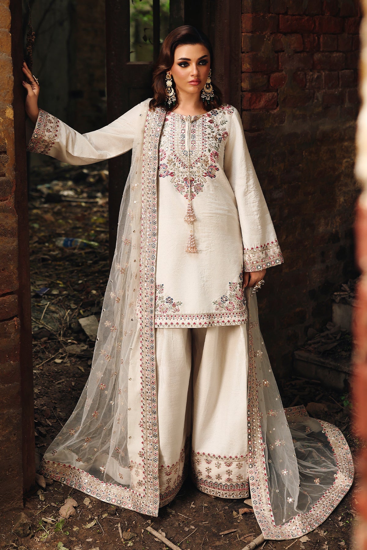 3-PC Embroidered Raw-Silk Suit CMA-5-141M