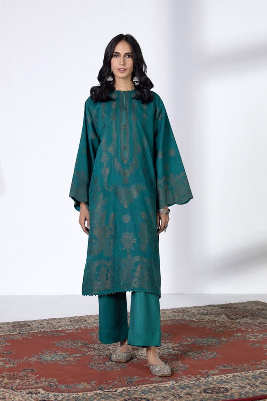 2 Piece - Extra Weft Jacquard Suit - Emerald Green