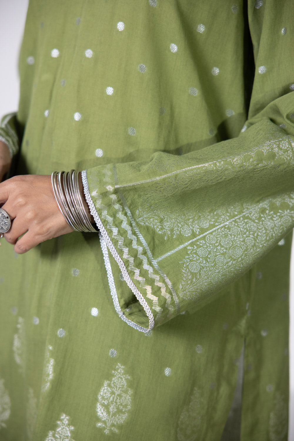 2 Piece - Extra Weft Jacquard Suit - Olive Green