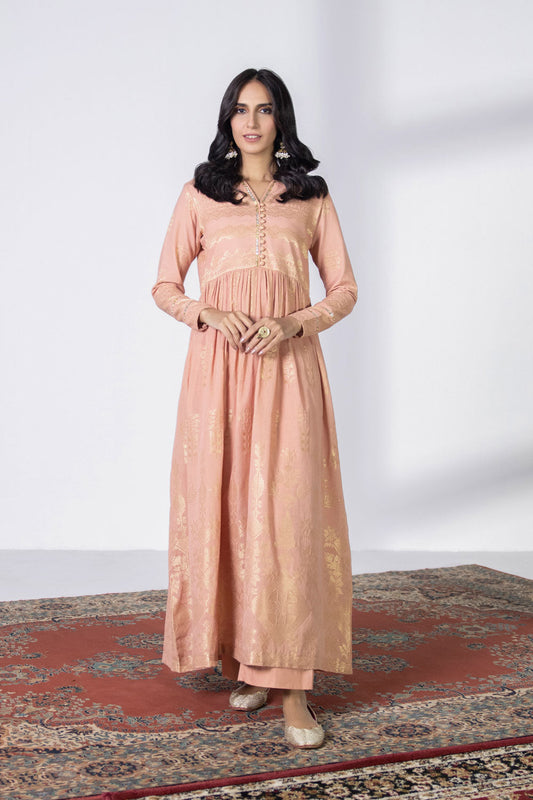 2 Piece - Extra Weft Jacquard Suit - Peach