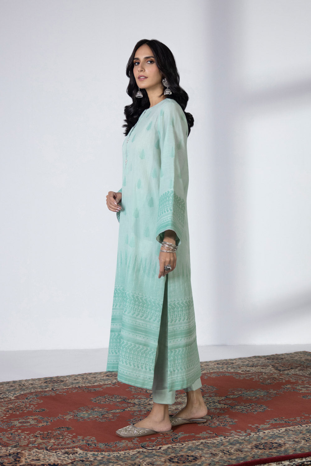 2 Piece - Extra Weft Jacquard Suit - Mint Green