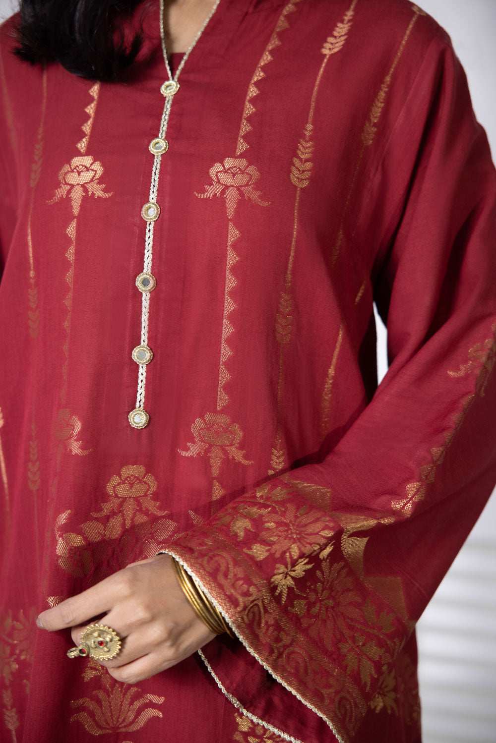 2 Piece - Extra Weft Jacquard Suit - Red