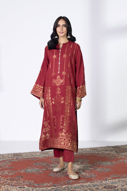 2 Piece - Extra Weft Jacquard Suit - Red