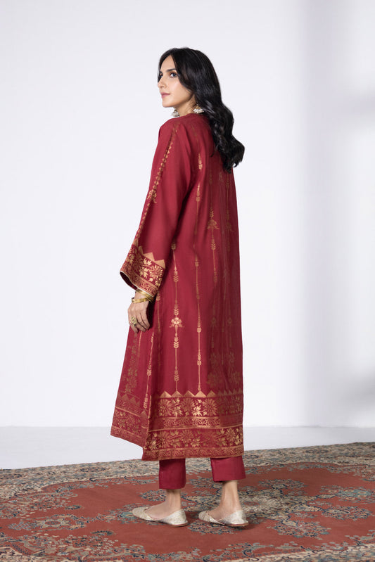 2 Piece - Extra Weft Jacquard Suit - Red