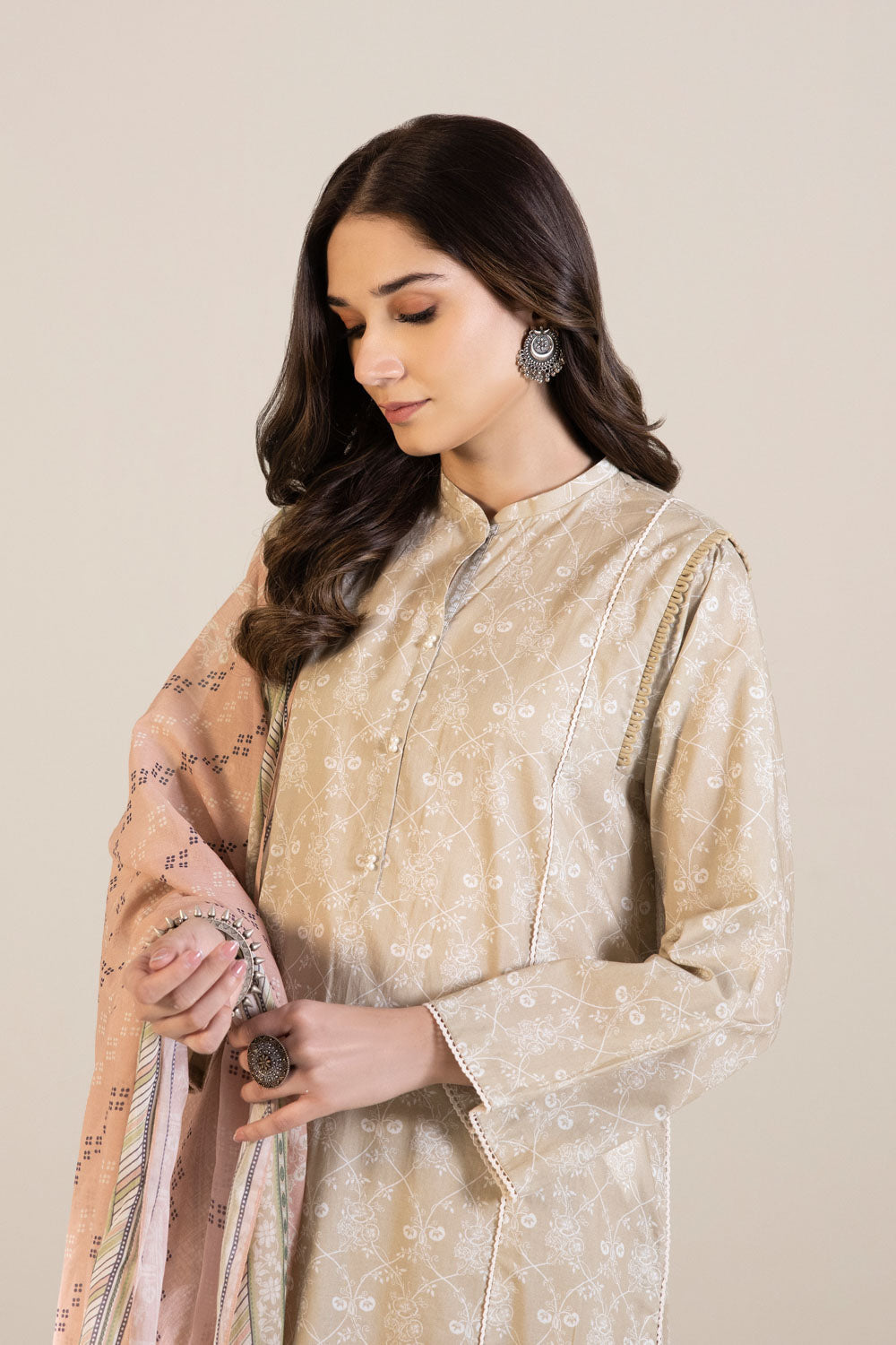 2 Piece - Printed Cambric Suit - Tea Pink