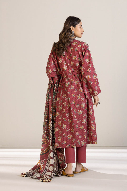 2 Piece - Printed Cambric Suit - Red