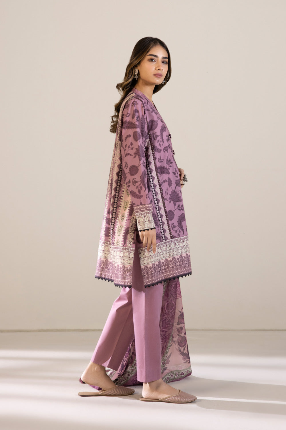 2 Piece - Printed Cambric Suit - Pink