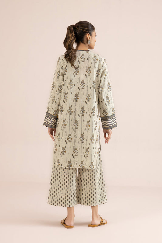 2 Piece - Printed Cambric Suit - Off White