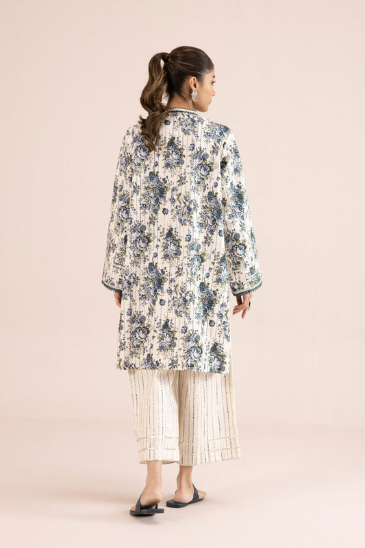 2 Piece - Printed Cambric Suit - Off White