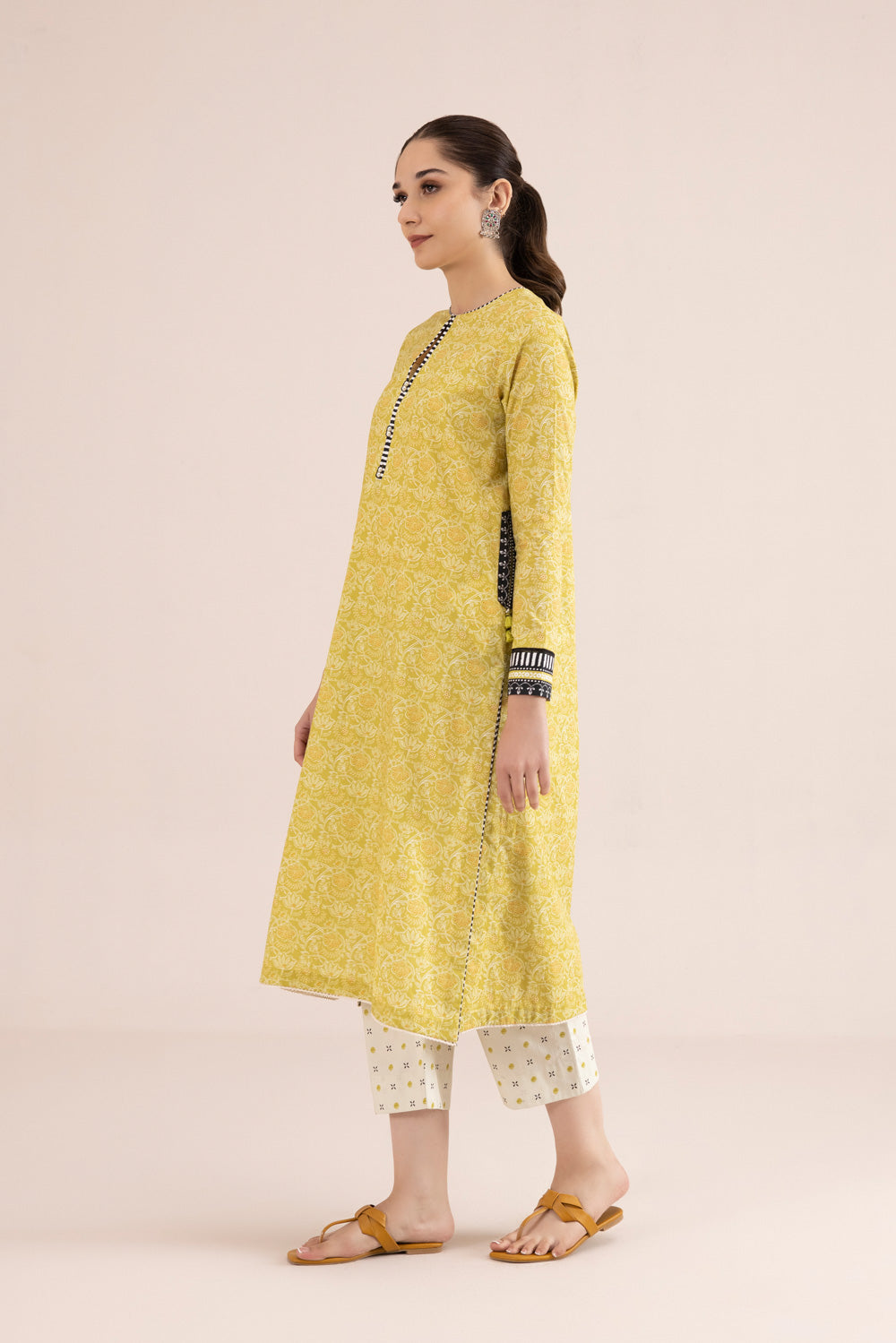 2 Piece - Printed Cambric Suit - Off White