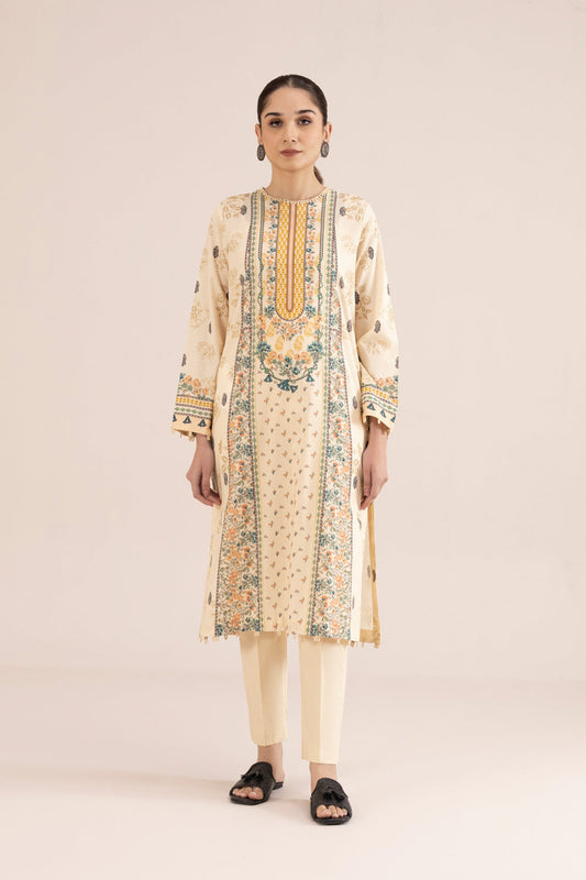 2 Piece - Printed Cambric Suit - Off White