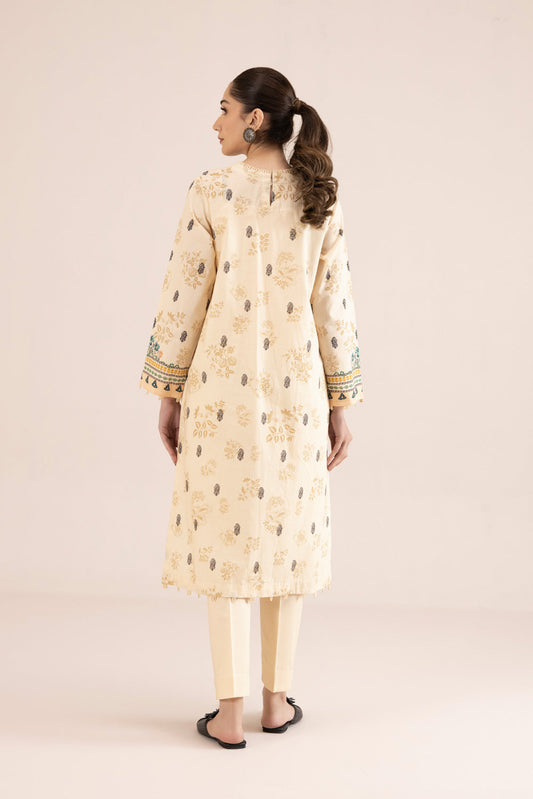 2 Piece - Printed Cambric Suit - Off White