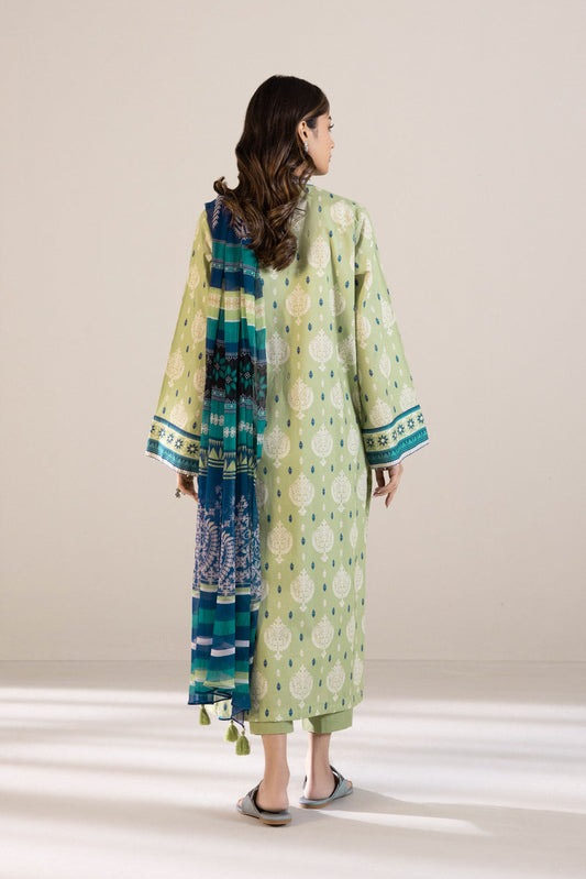 3 Piece - Printed Cambric Suit - Green