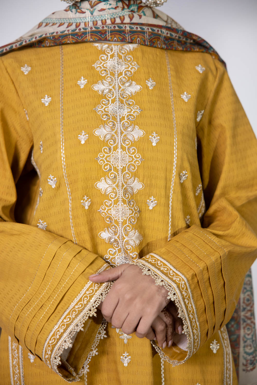 2 Piece - Embroidered Dobby Suit - Multi