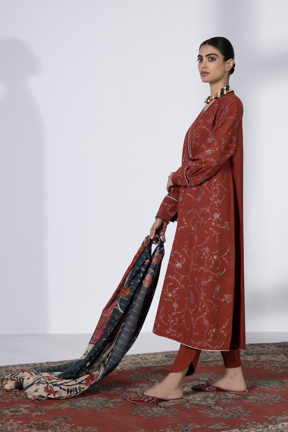 2 Piece - Embroidered Dobby Suit - Multi