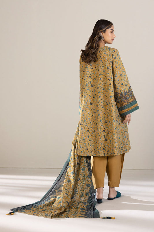 2 Piece - Embroidered Cambric Suit - Mustard Yellow