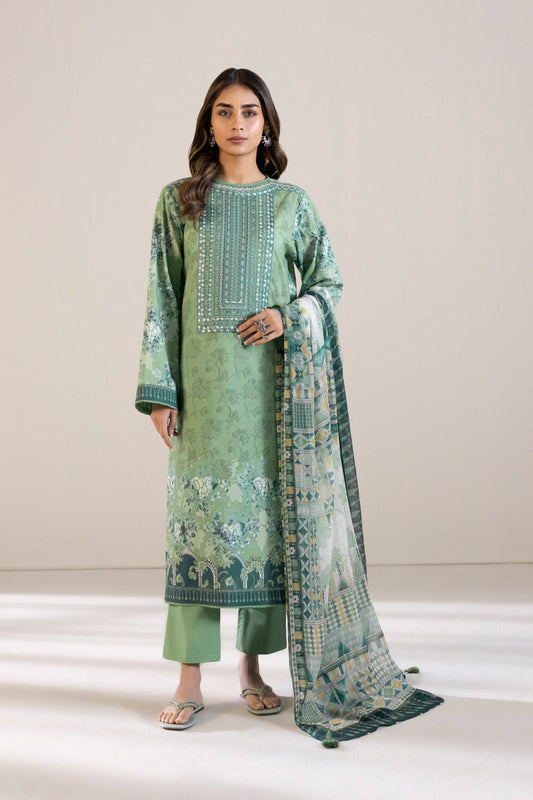 2 Piece - Embroidered Cambric Suit - Mint Green