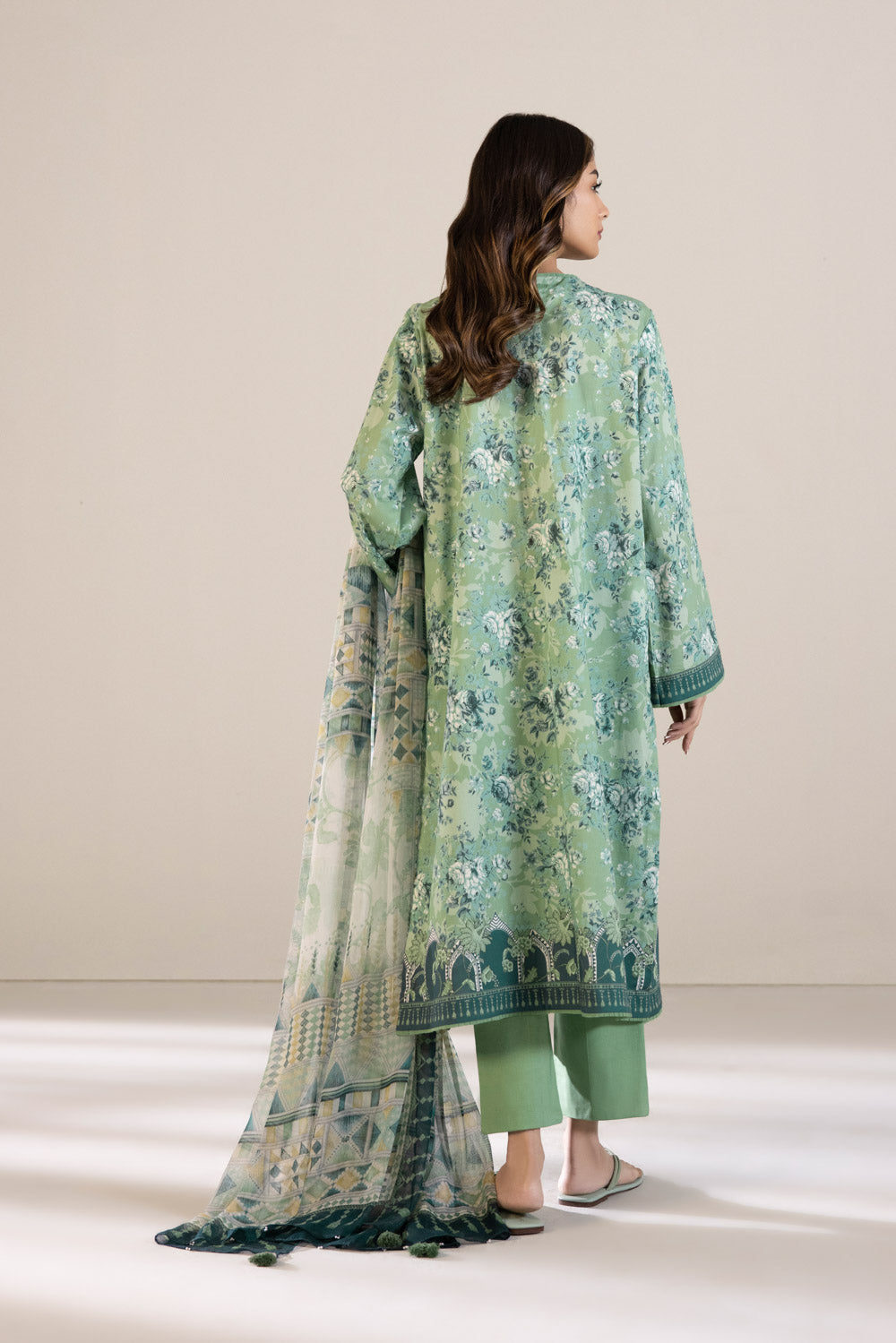 2 Piece - Embroidered Cambric Suit - Mint Green