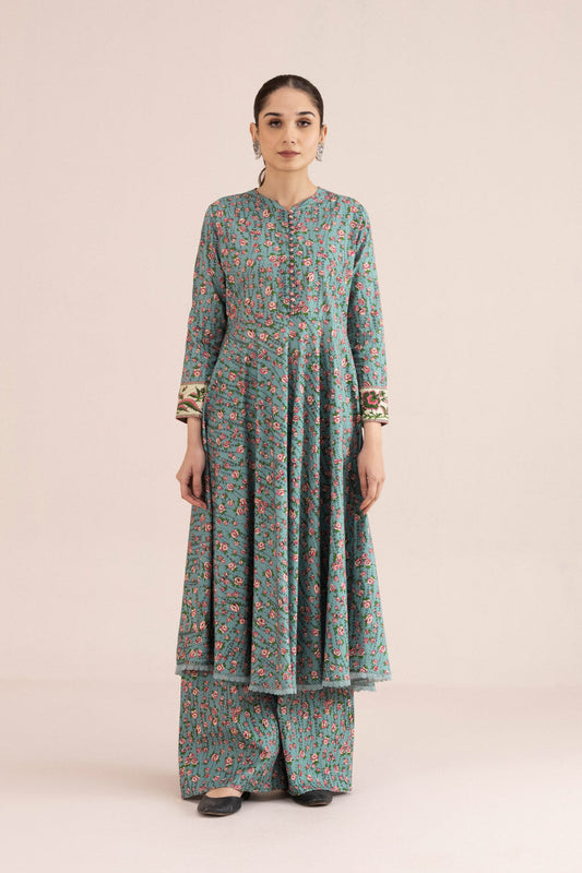 2 Piece - Printed Cambric Suit - Blue