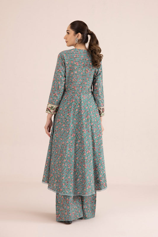 2 Piece - Printed Cambric Suit - Blue