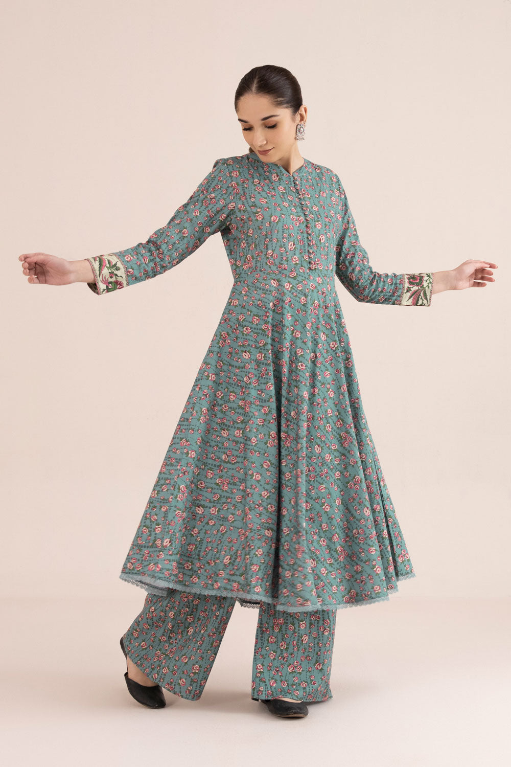 2 Piece - Printed Cambric Suit - Blue