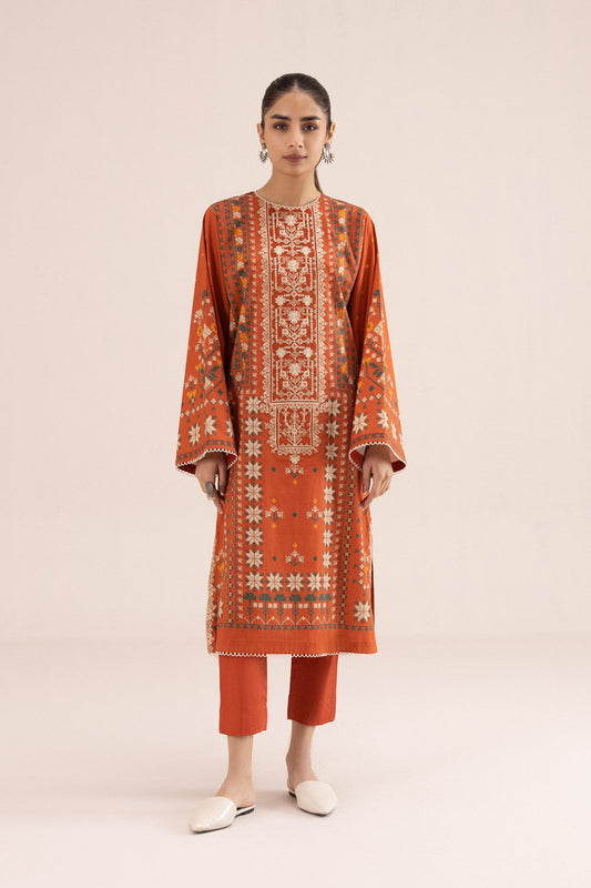 2 Piece - Embroidered Cambric Suit - Rust
