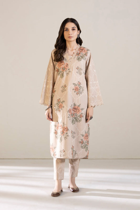 2 Piece - Embroidered Cambric Suit - Nude Pink