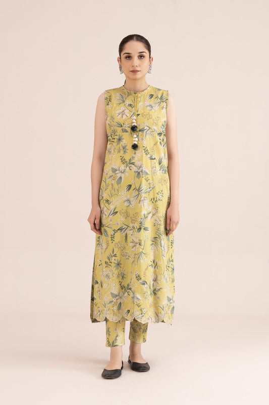 2 Piece - Printed Cambric Suit - Yellow