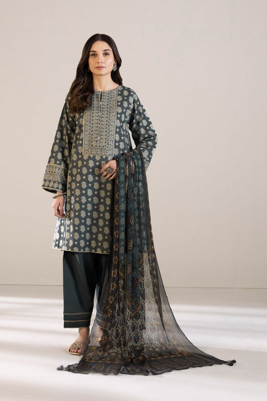 3 Piece - Printed Cambric Suit - Teal