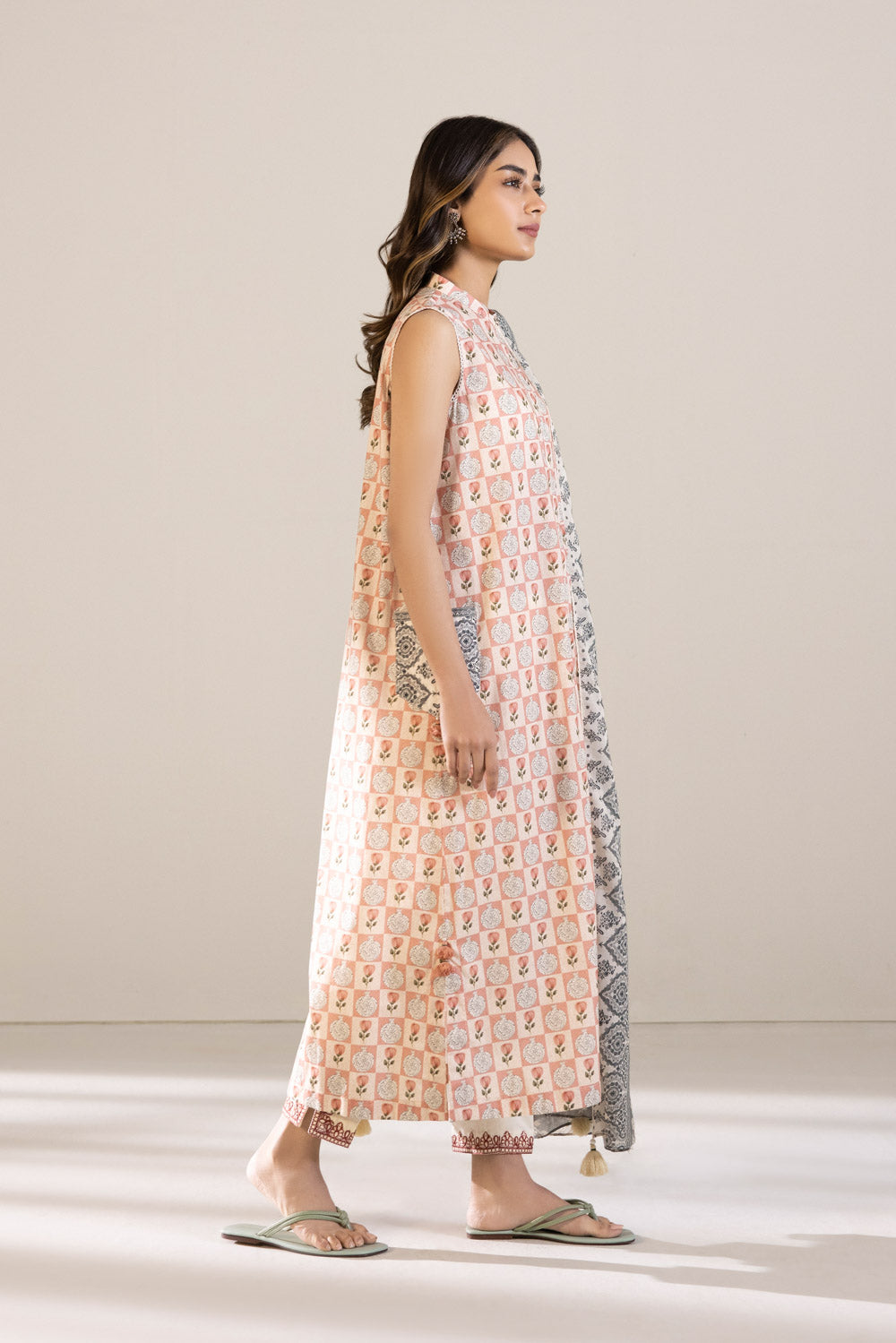 3 Piece - Embroidered Cambric Suit - Off White