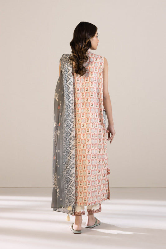 3 Piece - Embroidered Cambric Suit - Off White