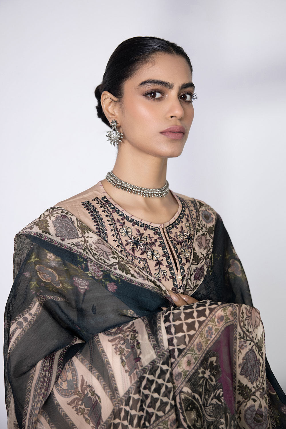 3 Piece - Embroidered Cambric Suit - Off White