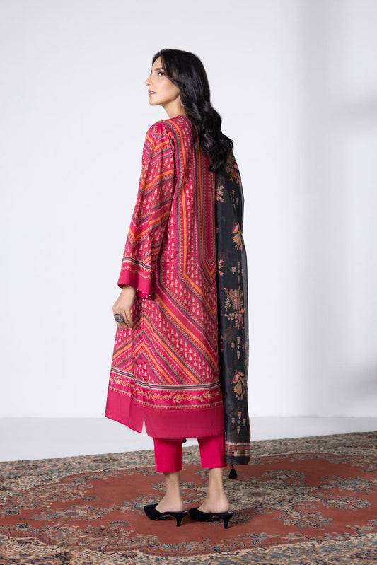 3 Piece - Printed Silk Suit - Pink
