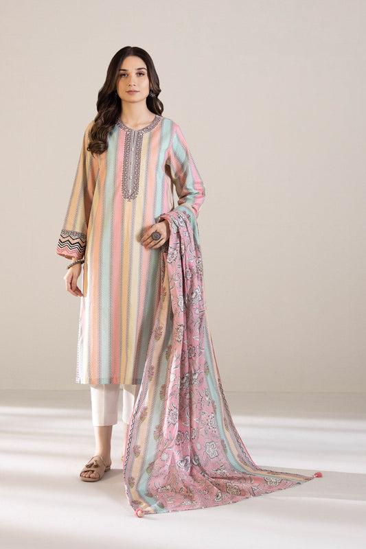 3 Piece - Embroidered Cambric Suit - Off White