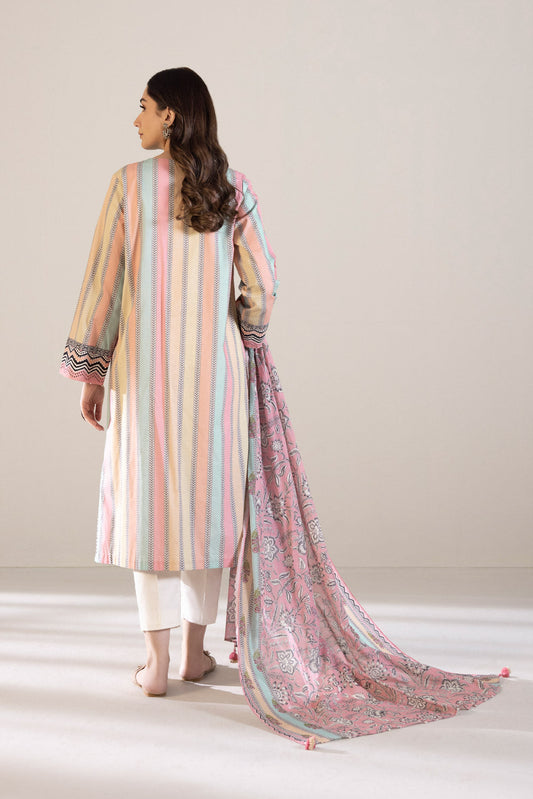 3 Piece - Embroidered Cambric Suit - Off White