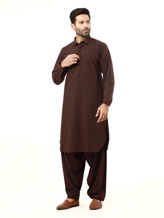 Men's Brown Shalwar Kameez - AMTKSS22-101