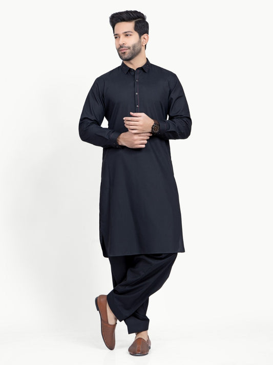 Men's Black Shalwar Kameez - AMTKSS22-077