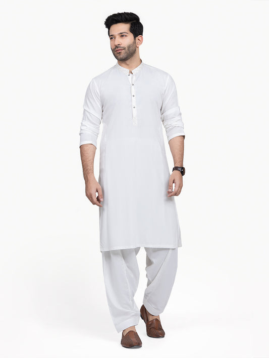 Men's White Shalwar Kameez - AMTKSS22-064