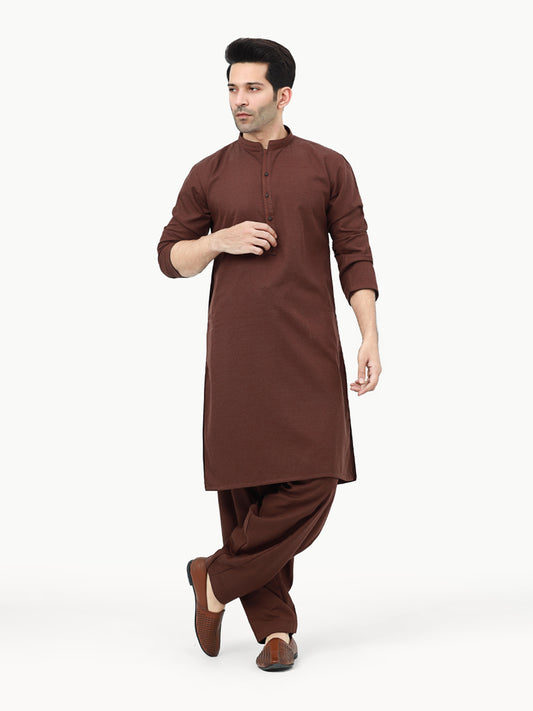 Men's Brown Shalwar Kameez - AMTKSW22-125