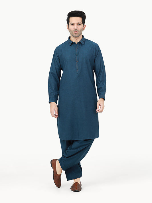 Men's Blue Shalwar Kameez - AMTKSW22-118