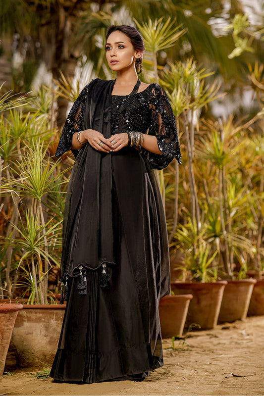 Organza Sequins Luxury Saree | TITLIYAN | SR202122 | Black
