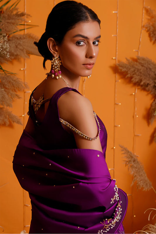 Handwork Embroidered Luxury Silk Saree | MEHRU | SR202171