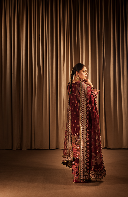 Awaaz: Straight Embroidered Shirt Paired with Palazzo Pants