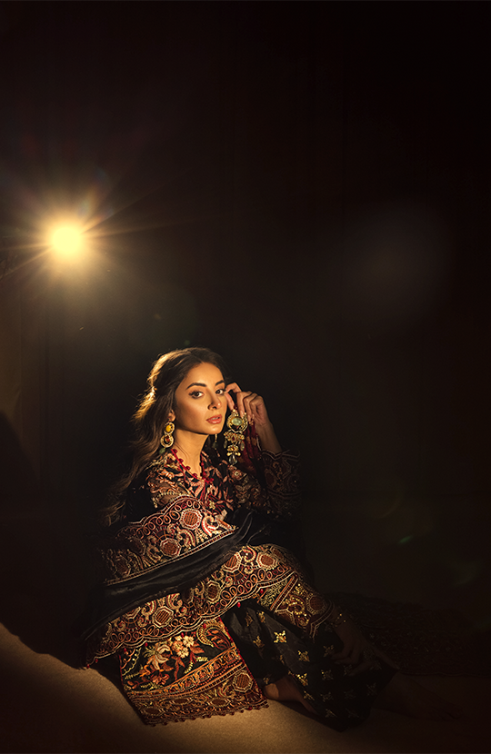 Bagh: Front Open Embroidered Jacket paired with Bootcut Pants