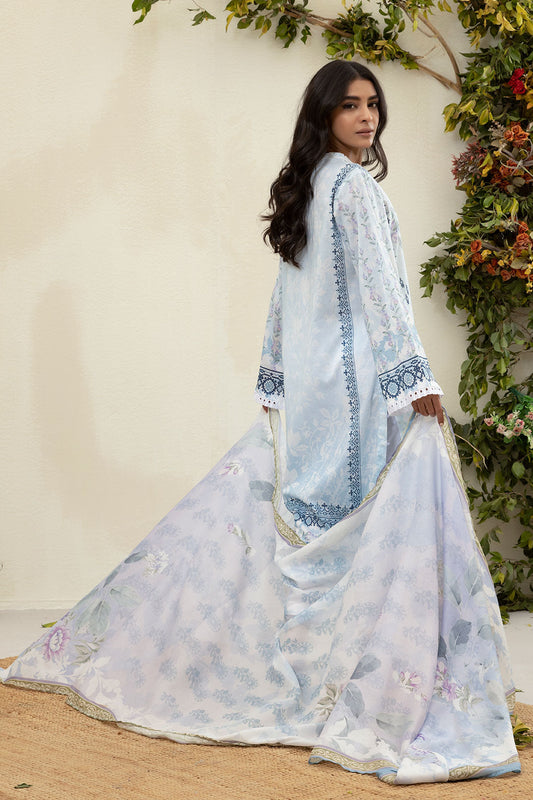 DU-3131 - SKY BLUE - PRINTED LAWN - 3PCS