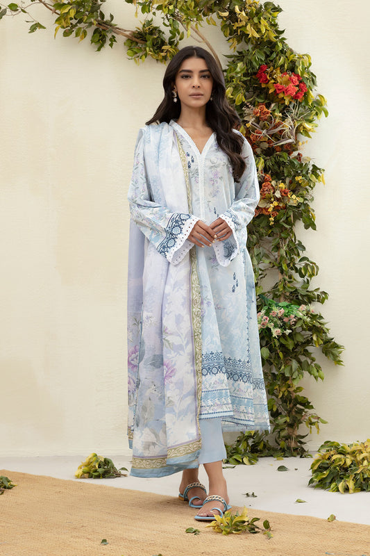 DU-3131 - SKY BLUE - PRINTED LAWN - 3PCS