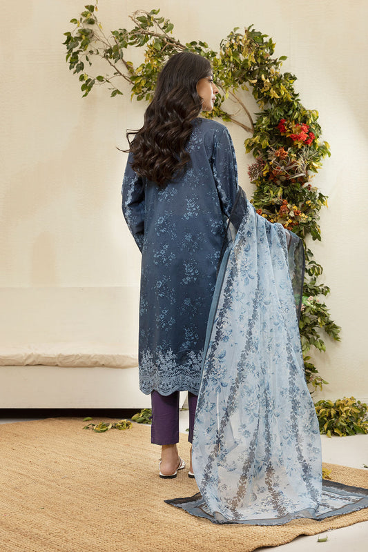 DU-3135 - BLUE - EMBROIDERED LAWN - 3PCS